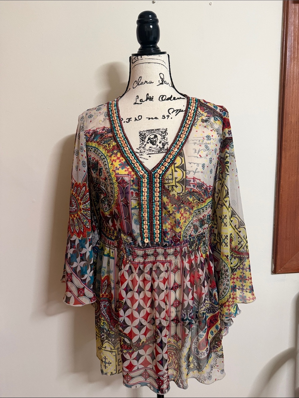 Boho V-Neck Paisley Tunic in Multicolor